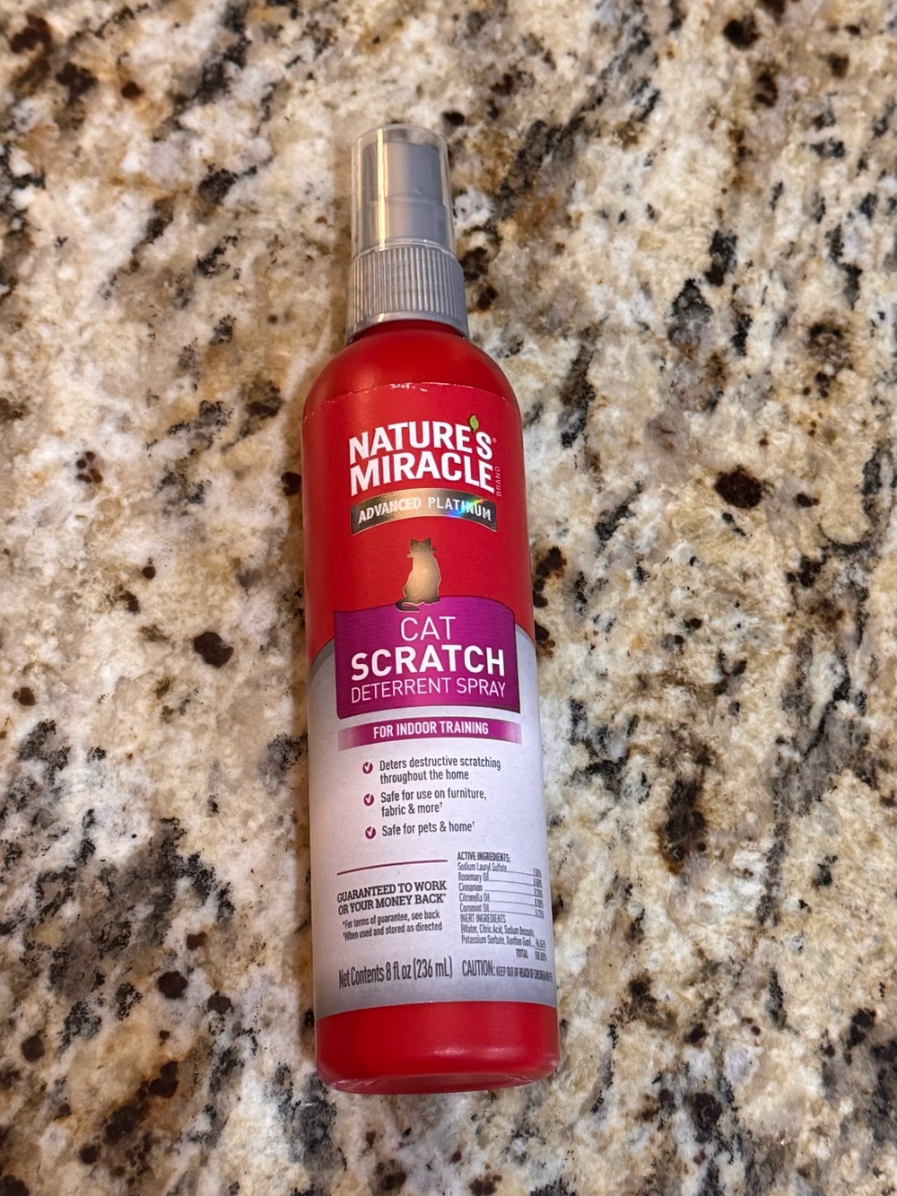 NEW Nature's Miracle Advanced Platinum Cat Scratch Deterrent Spray, Discourages